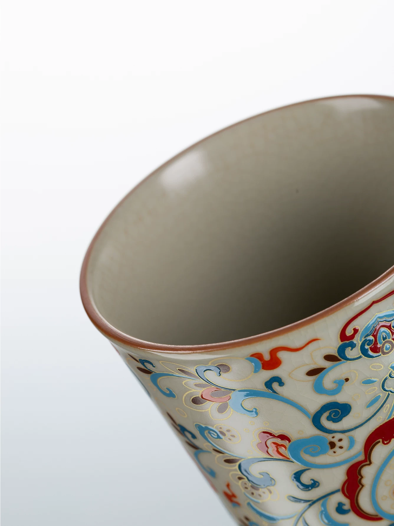 Guanzhi Dunhuang Scrollwork Ru Ware Large Personal Cola, Beverage and Tea Cup for Home Use, source detail 12
