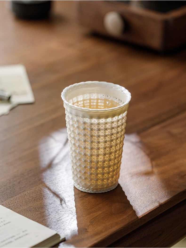 纯手工编织玲珑茶杯陶瓷主人杯高端个人专用可乐杯大容量喝茶杯子, source detail 9