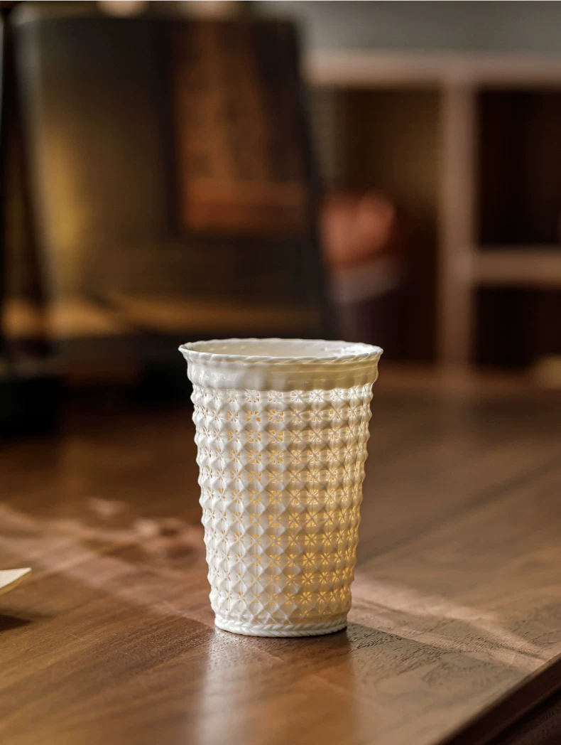 纯手工编织玲珑茶杯陶瓷主人杯高端个人专用可乐杯大容量喝茶杯子, source detail 7