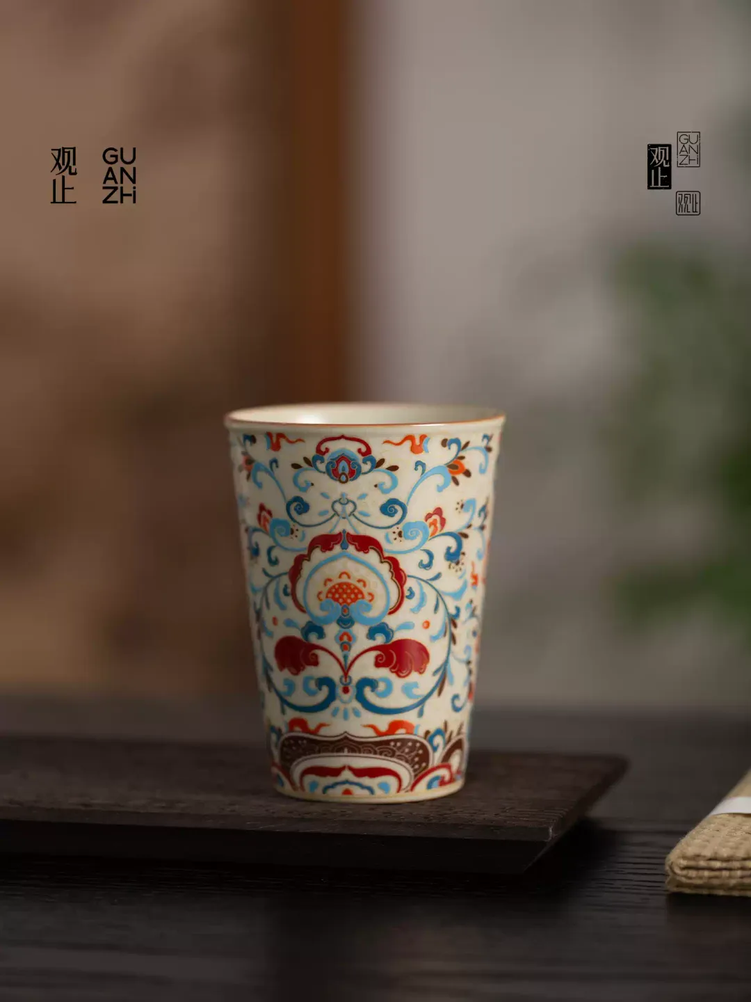 Guanzhi Dunhuang Scrollwork Ru Ware Large Personal Cola, Beverage and Tea Cup for Home Use 1